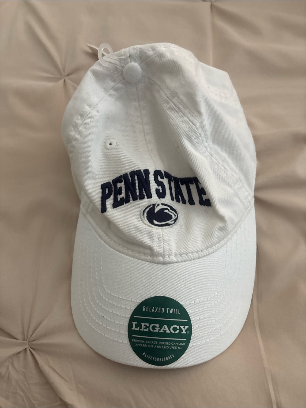 Legacy White Penn State Baseball Cap with Navy Embroidery